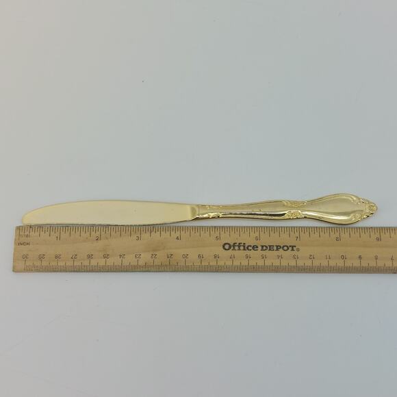 Set of 6 Dinner Knifes Gold Tone With Monogram C Hollywood - Picture 6 of 15